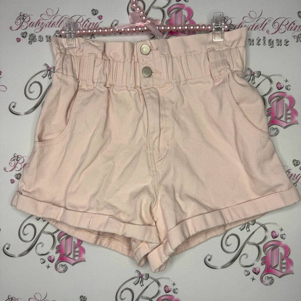 Harlow shorts light pink denim stretchy waistband high waisted cute jean mini 🎀